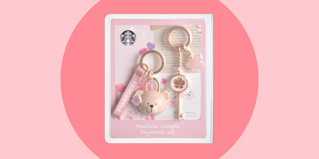 Korea Box Starbucks 23 Cherry Blossom Bearista Lock Keychain