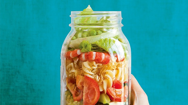 summer vegetable salad in a jar