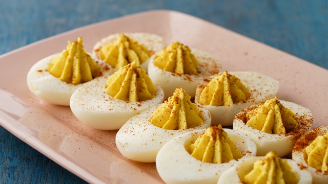 deviled eggs sprinkled with paprika recipe image