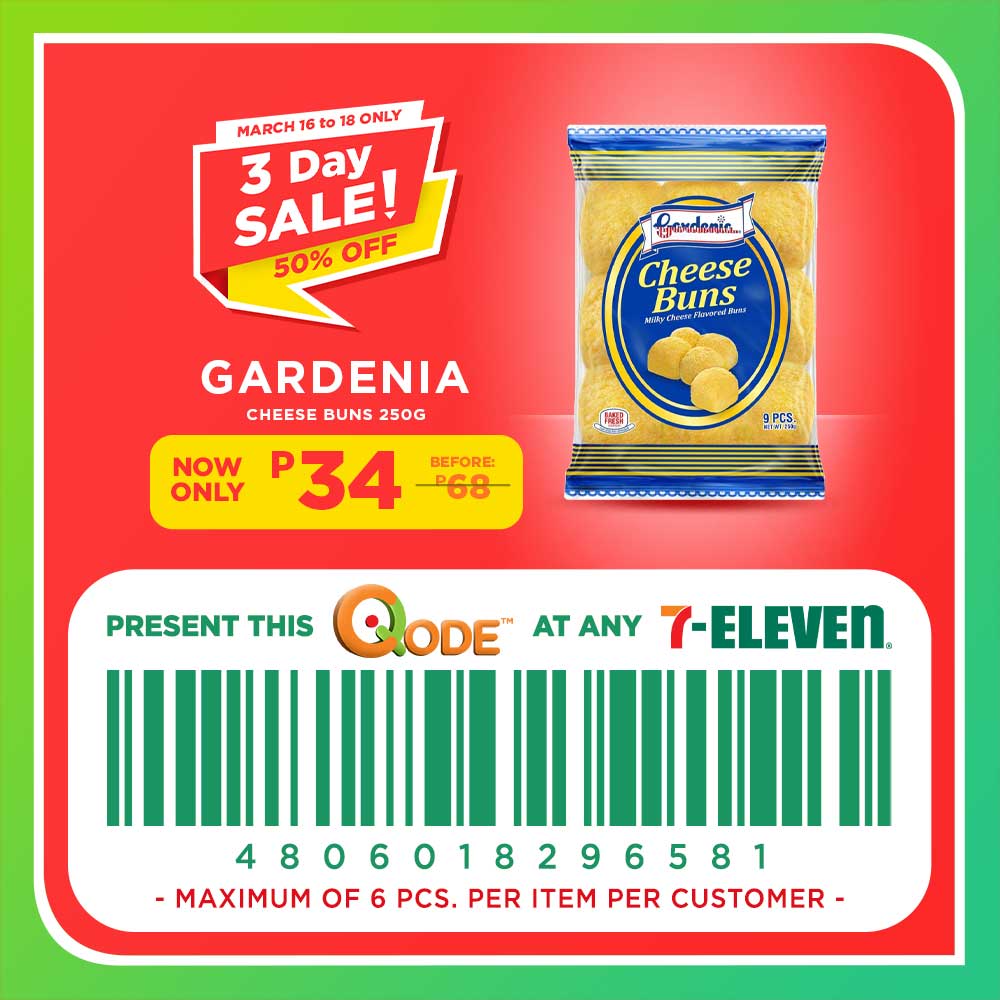 7-Eleven discount code for gardenia cheese buns
