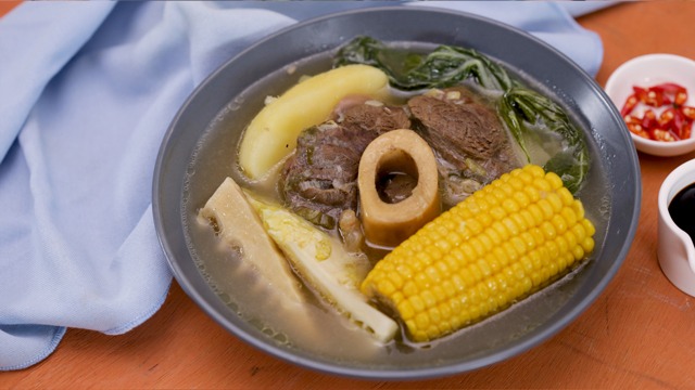 Cebuano pochero in a gray bowl