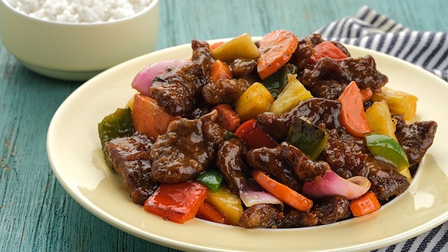 sweet and sour beef dish