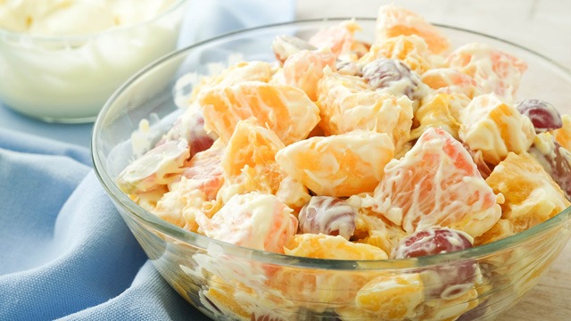 fresh fruit salad with cream cheese dressing recipe image