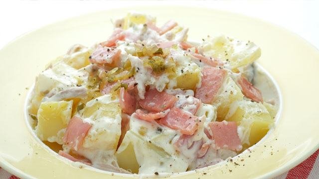 chicken ham potato salad recipe image
