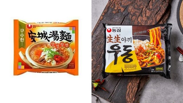 Left: Nongshim Ansung Tangmyun is milder than your regular ramyun. Right: Nonshim Yaki Udong is a flavorful instant teriyaki udon.